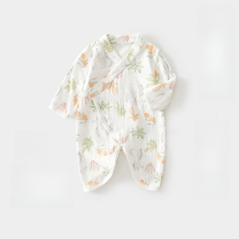 Cotton & Bamboo Muslin Long Sleeve Romper - Bread