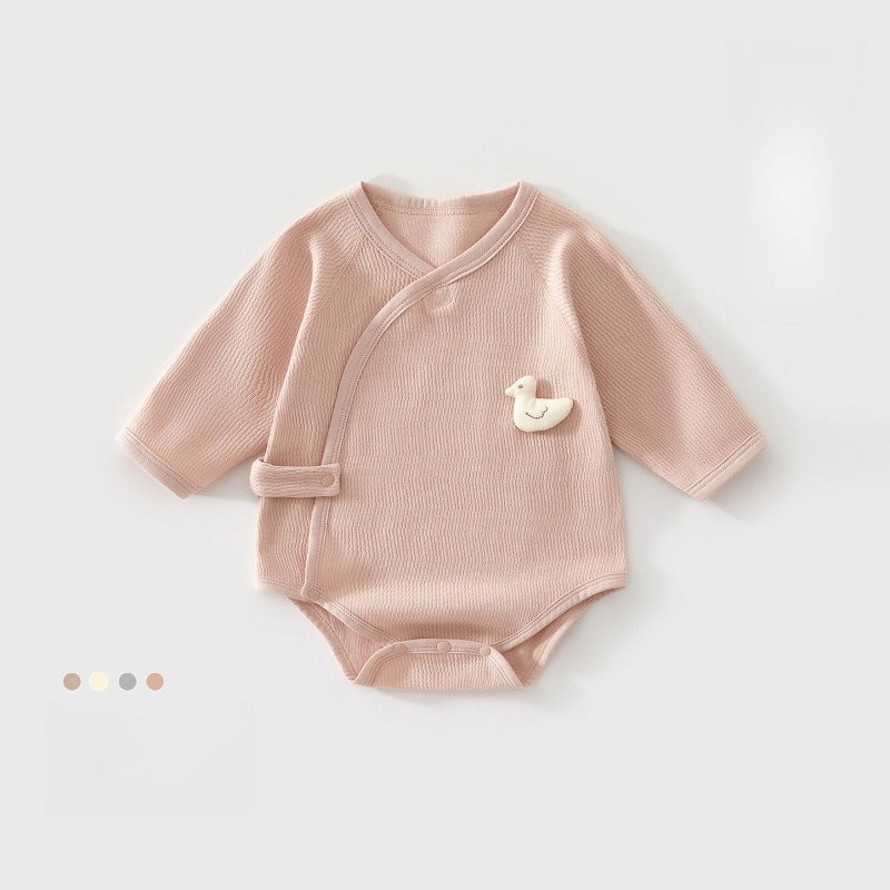 100% Cotton Long Sleeve Kimono Bodysuit - Blue