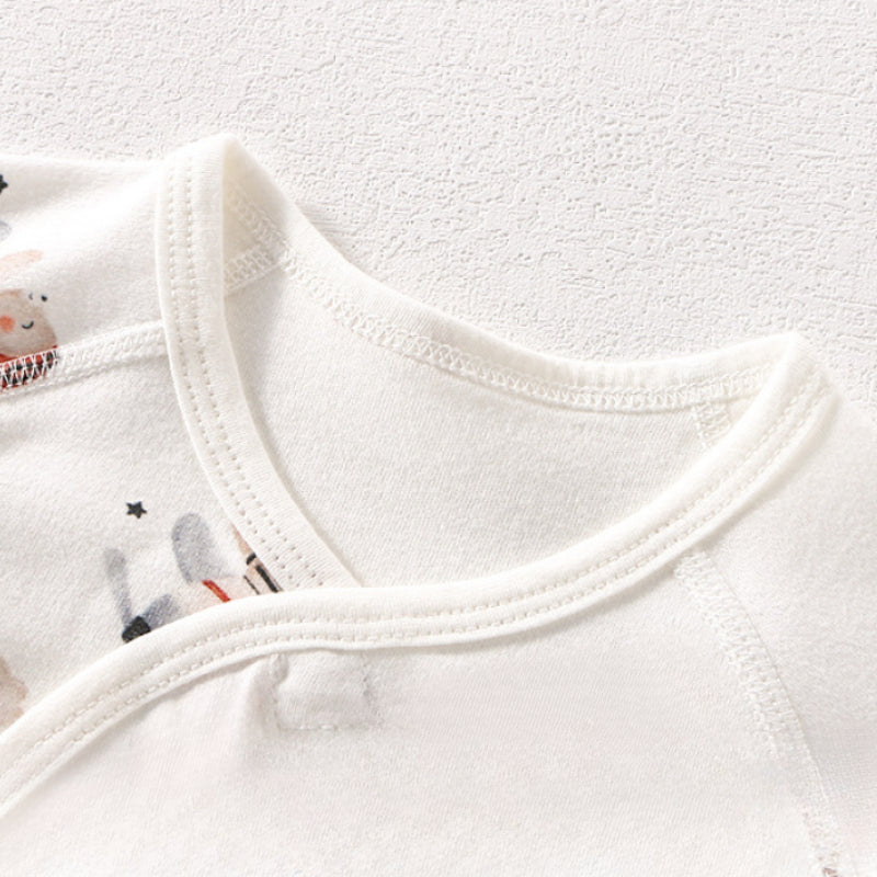 100% Cotton Long Sleeve Bodysuit with Velcro Closure- Adorable Cat