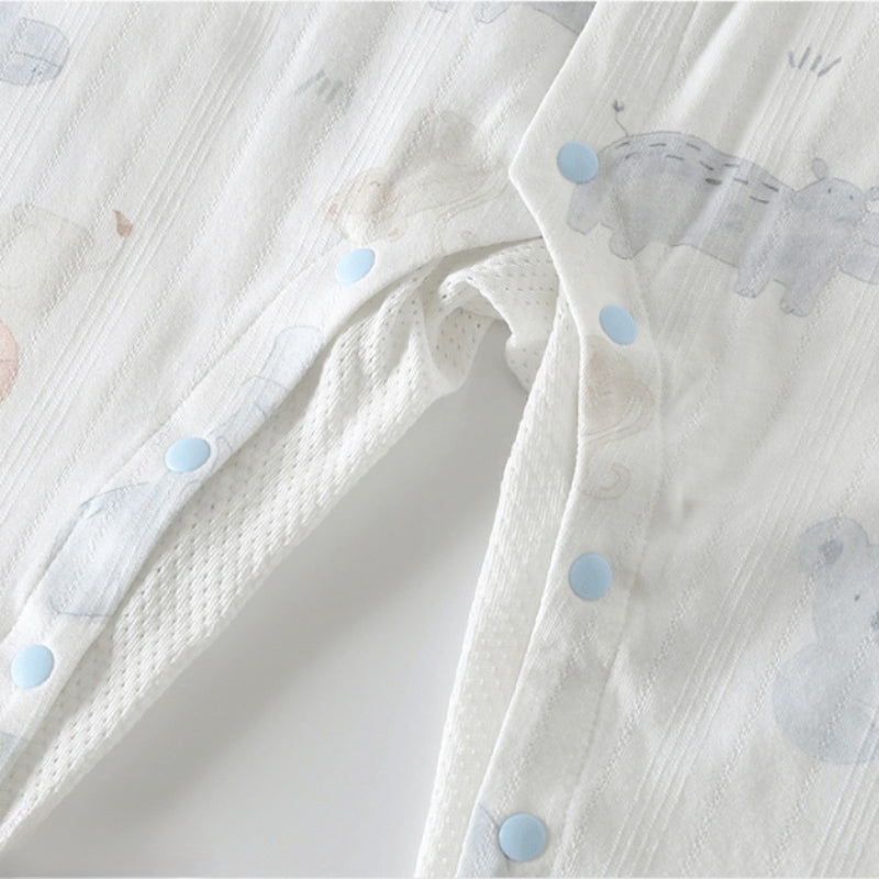 100% Cotton Long Sleeve Snap-Up Romper - Zebra & Bunny