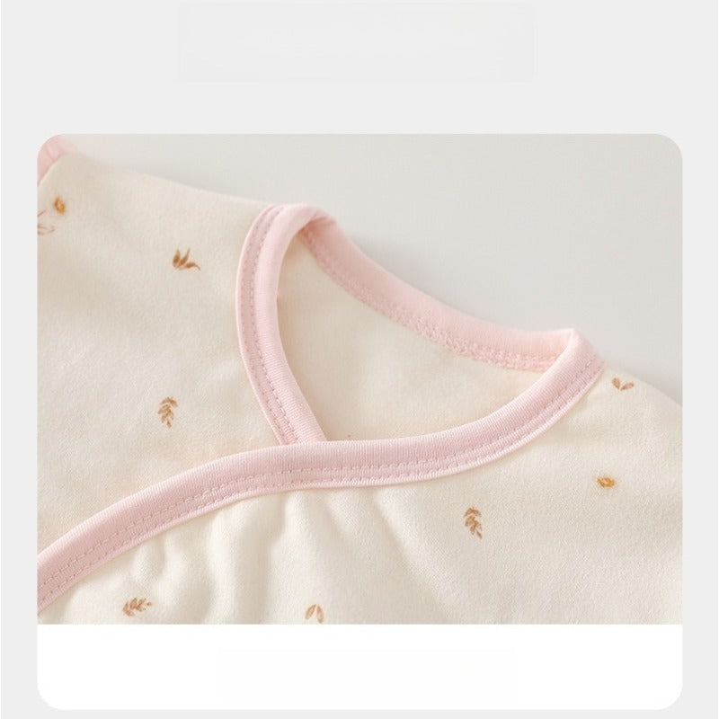 100% Cotton Long Sleeve Snap-Up Quilted Romper - Bunny & Flowers