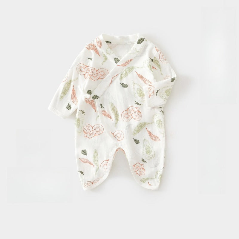 Cotton & Bamboo Muslin Long Sleeve Romper - Bread
