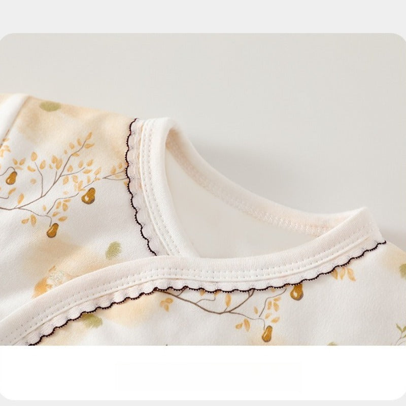 100% Cotton Quilted Romper with Velcro Closure - Yellow Flower