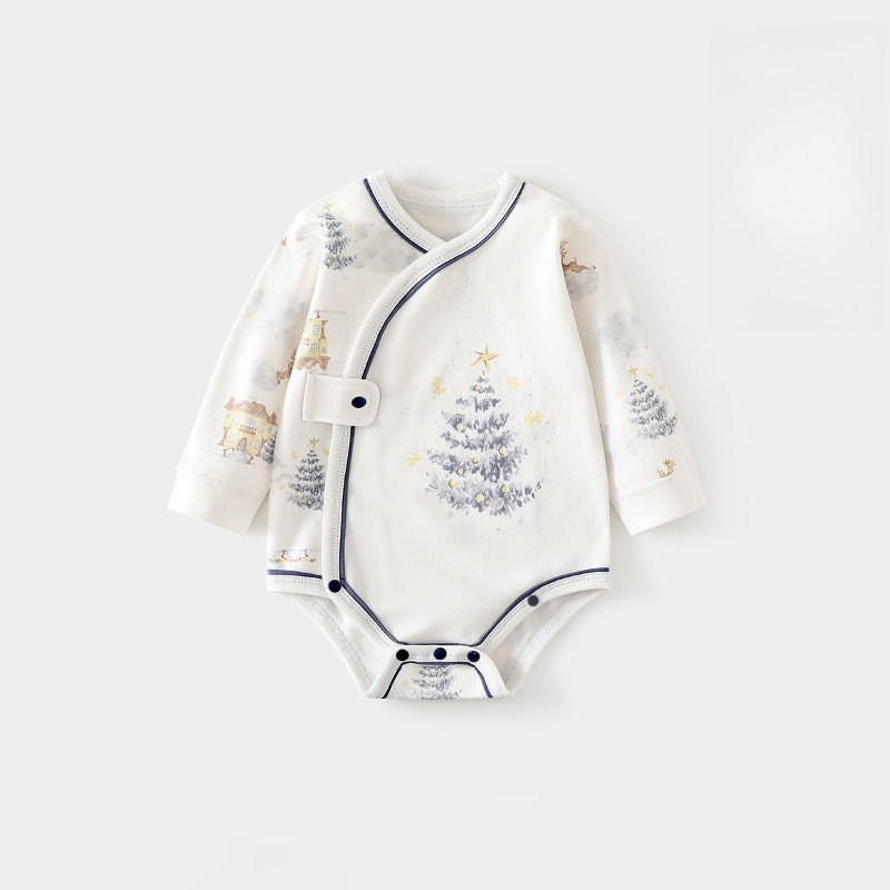 100% Cotton Long Sleeve Side-Snap Bodysuit - Cedar with Elk