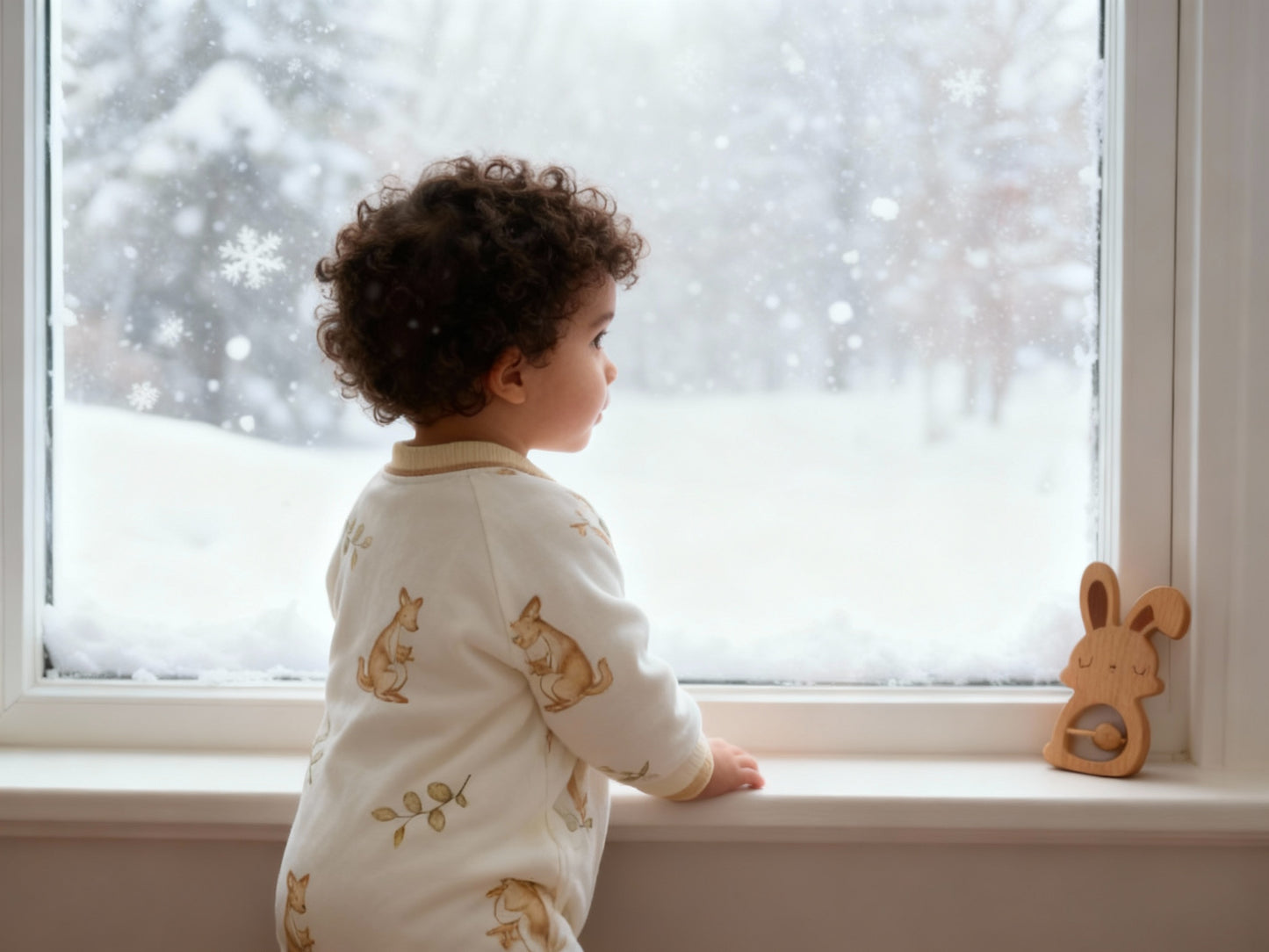 100% Cotton Long Sleeve Snap-Up Quilted Romper - Yellow Bunny