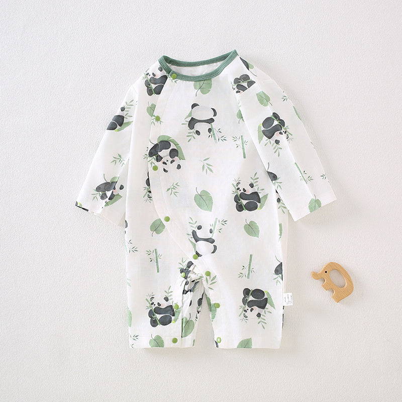 Cotton & Bamboo Muslin Long Sleeve Romper - Little Cherry