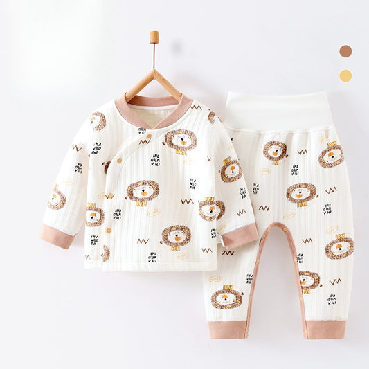 100% Cotton Warm Long Sleeve Long Sleeve Top & Pants Set- Lion