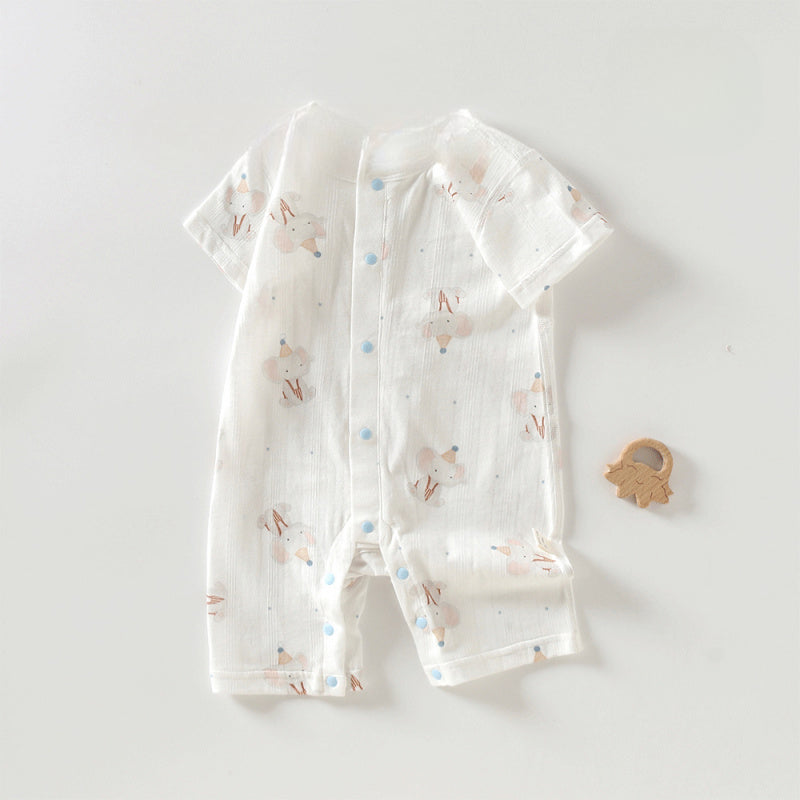 100% Cotton Short Sleeve Romper - Cute Elephant