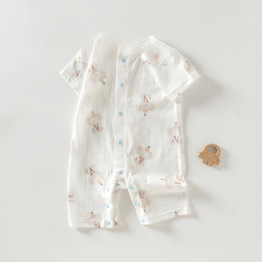 100% Cotton Short Sleeve Romper - Cute Elephant