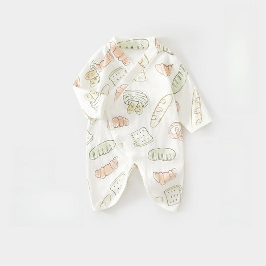 Cotton & Bamboo Muslin Long Sleeve Romper - Bread