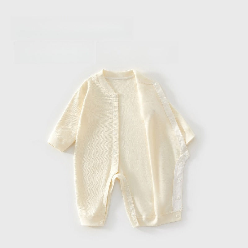 100% Cotton Long Sleeve Snapup Romper - Pink Snapup