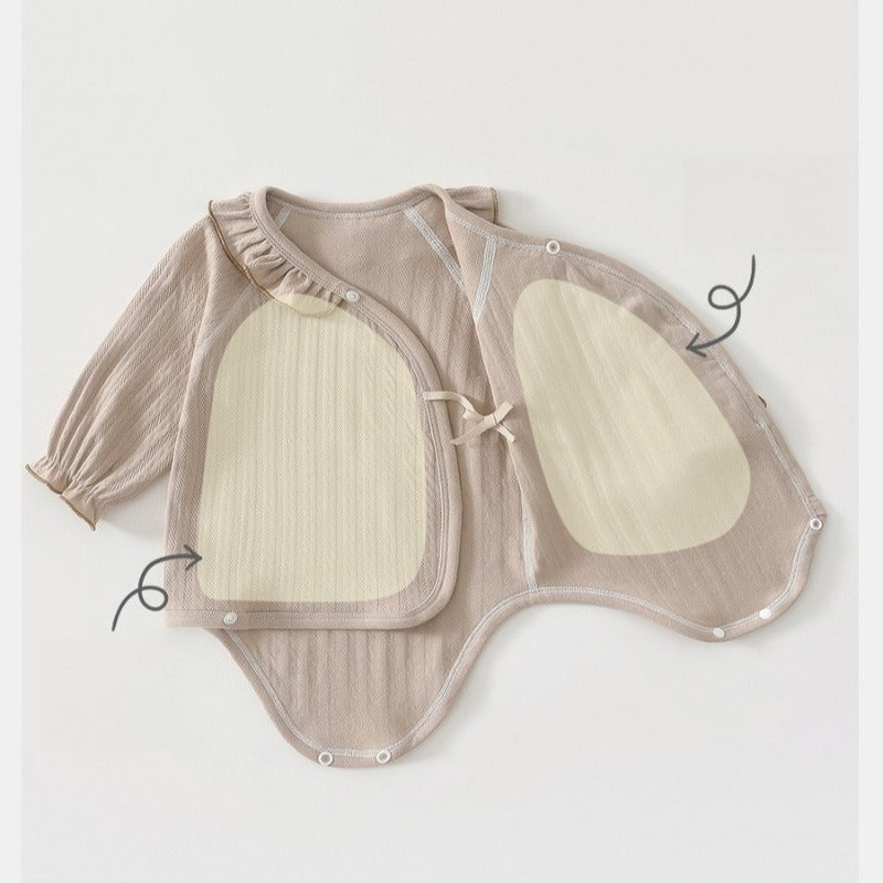 100% Cotton Long Sleeve Pullover Bodysuit - Beige