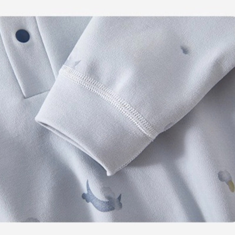 100% Cotton Long Sleeve Pullover Bodysuit - Blue Dolphin