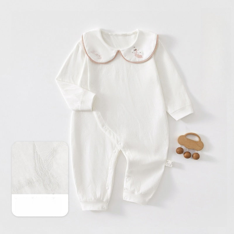 100% Cotton Long Sleeve Snap-Up Romper - Brown Airplane