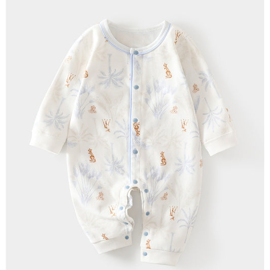 100% Cotton Long Sleeve Romper - Blue Tree
