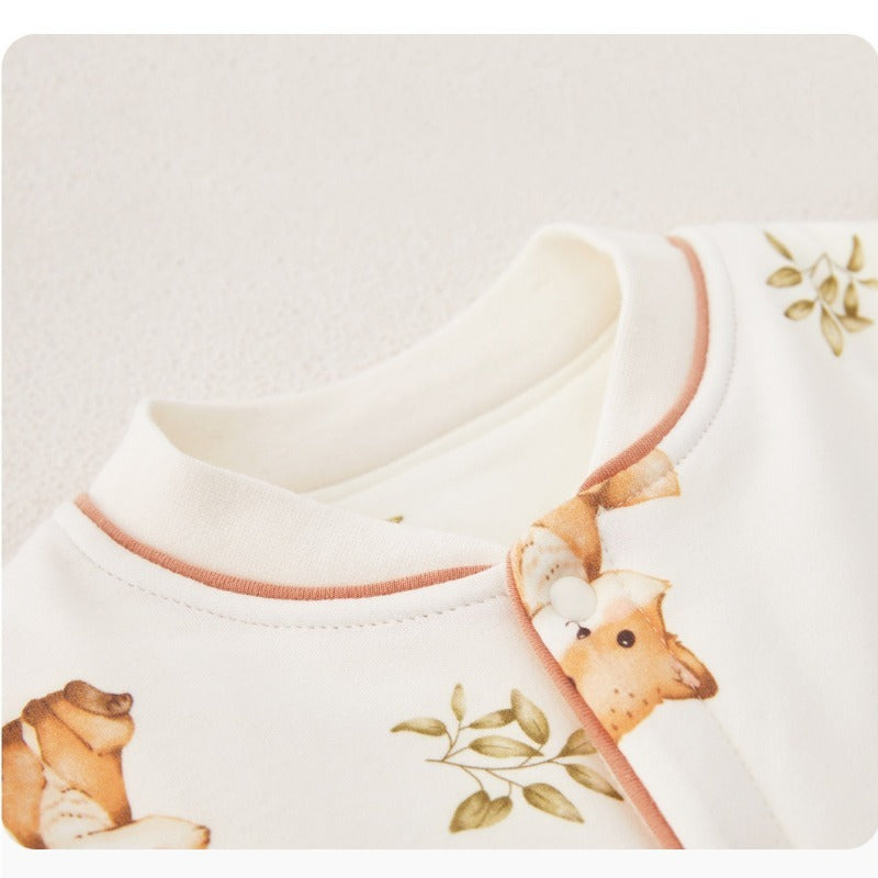 100% Cotton Quilted Long Sleeve Snap-Up Top & Pants Set - Baby Deer