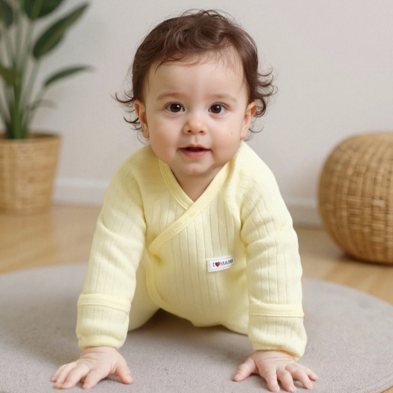 100% Cotton Footed Onesie with Mittens - White