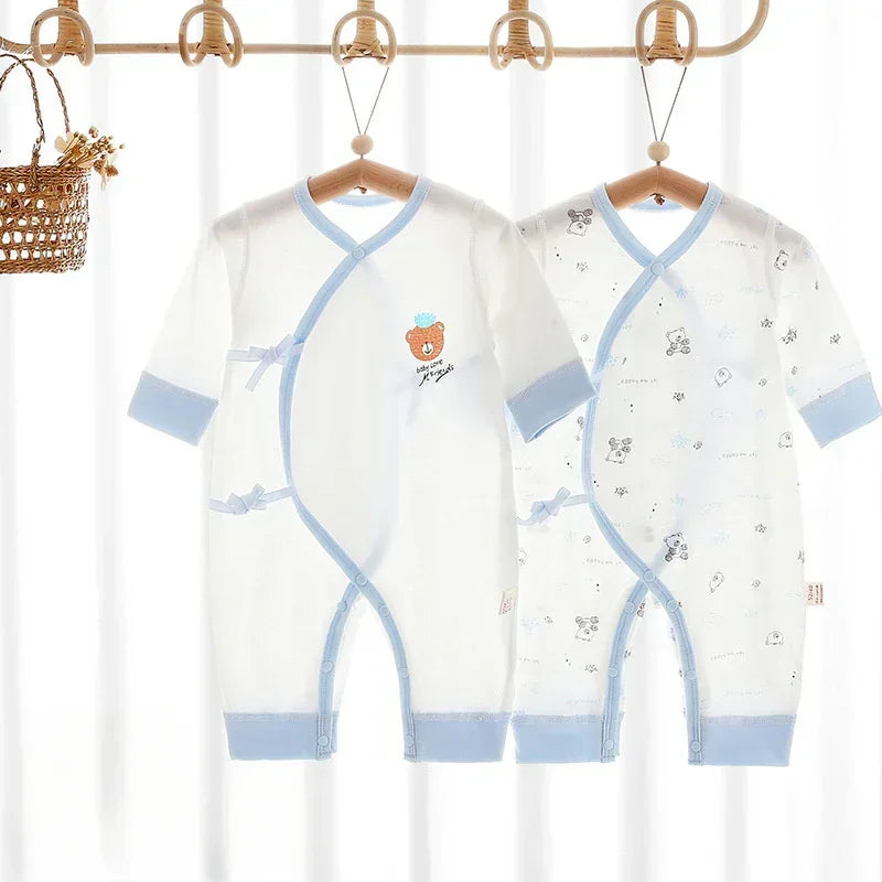 [2-Piece Set] 100% Cotton Long Sleeve Romper - Yellow Bear - Organic Cotton Clubs