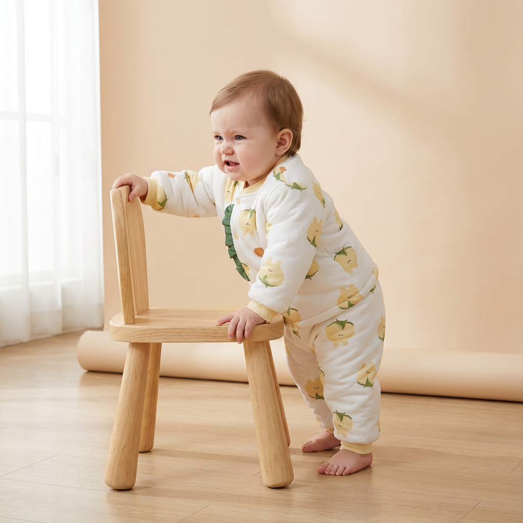 100% Cotton Long Sleeve Quilted Top & Pants Set - Yellow Lovely Bear