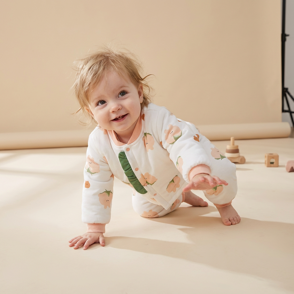 100% Cotton Long Sleeve Quilted Top & Pants Set - Yellow Lovely Bear