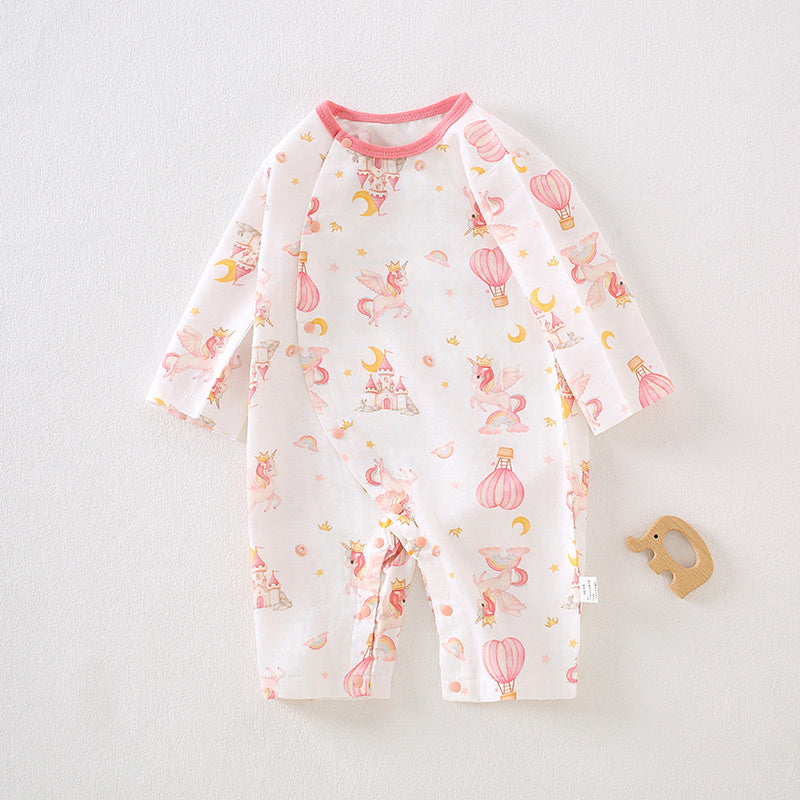 Cotton & Bamboo Muslin Long Sleeve Romper - Little Cherry