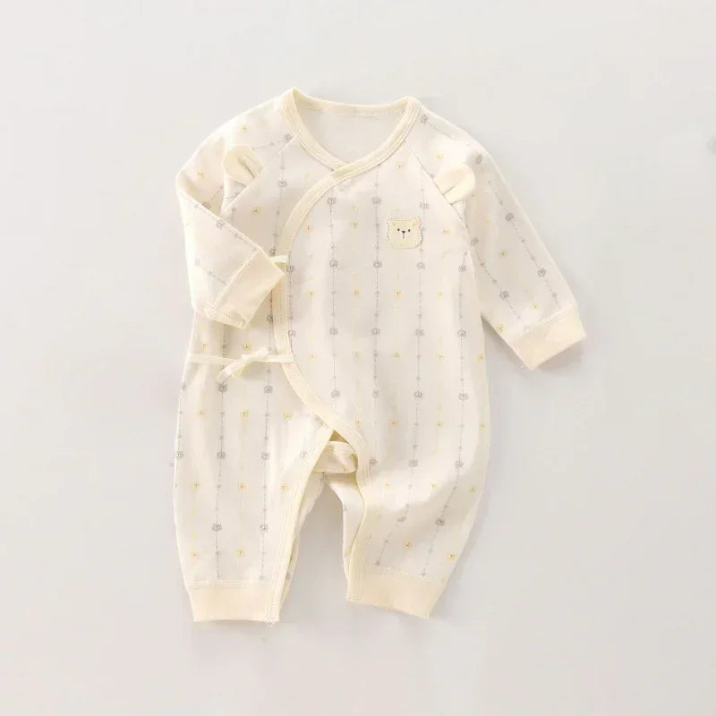 100% Cotton Long Sleeve Romper - Light Brown Bear - Organic Cotton Clubs