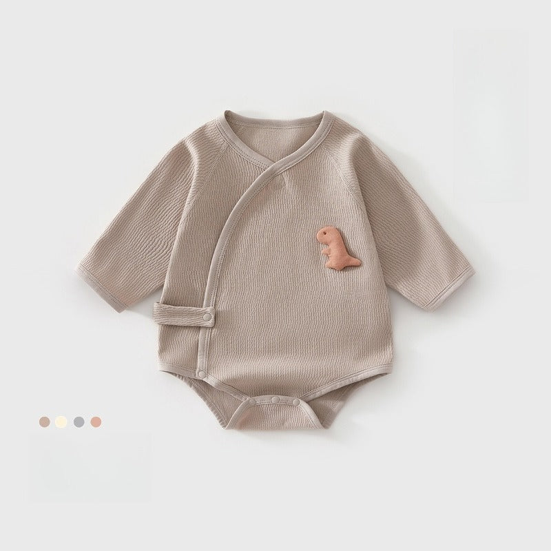 100% Cotton Long Sleeve Kimono Bodysuit - Blue
