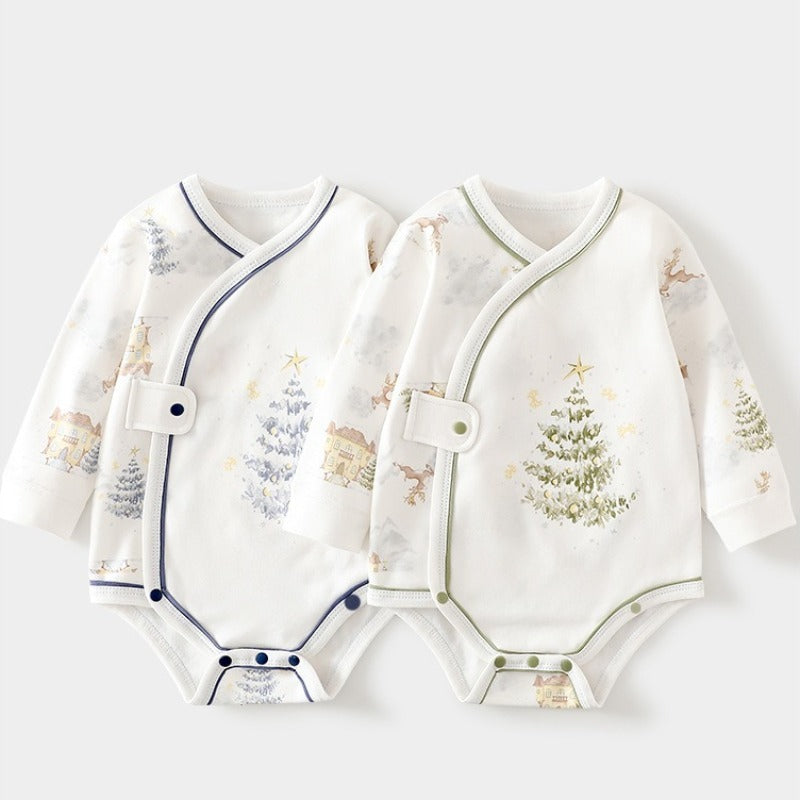 100% Cotton Long Sleeve Side-Snap Bodysuit - Cedar with Elk