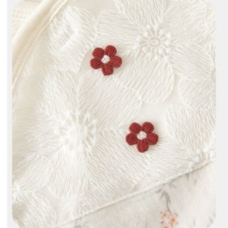 Cotton Long Sleeve Snap-Up Bodysuit - Red Flower