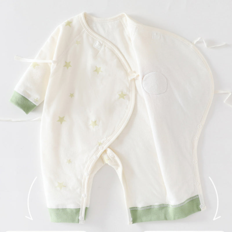 100% Cotton Long Sleeve Quilted Romper - Green Lion