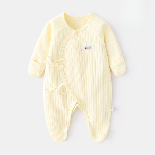 100% Cotton Footed Onesie with Mittens - Yellow