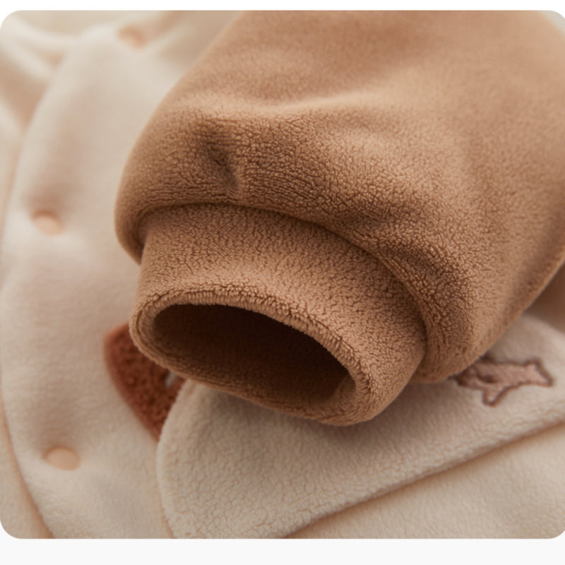Barboteuse matelassée à manches longues, 100 % coton, extra chaude – Lapin marron
