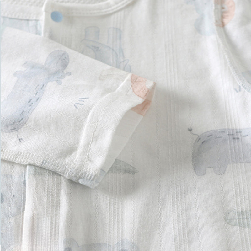 100% Cotton Long Sleeve Snap-Up Romper - Zebra & Bunny