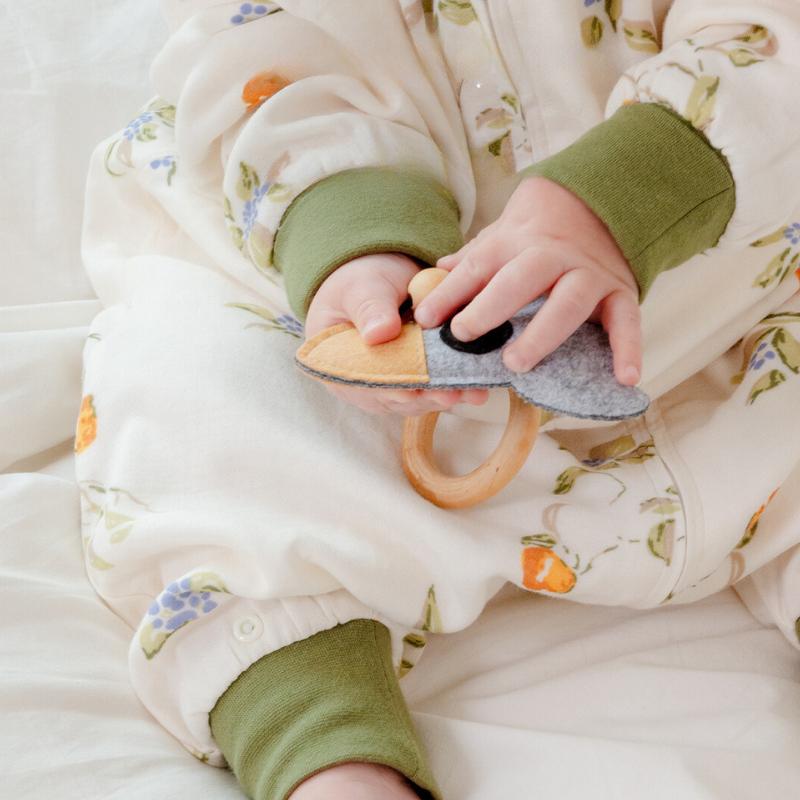 Organic Cotton Muslin Long Sleeve Sleepsuit Spring & Fall -  Animals