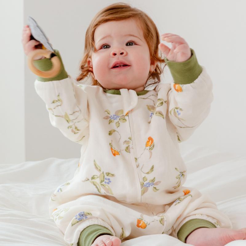 Organic Cotton Muslin Long Sleeve Sleepsuit Spring & Fall -  Animals
