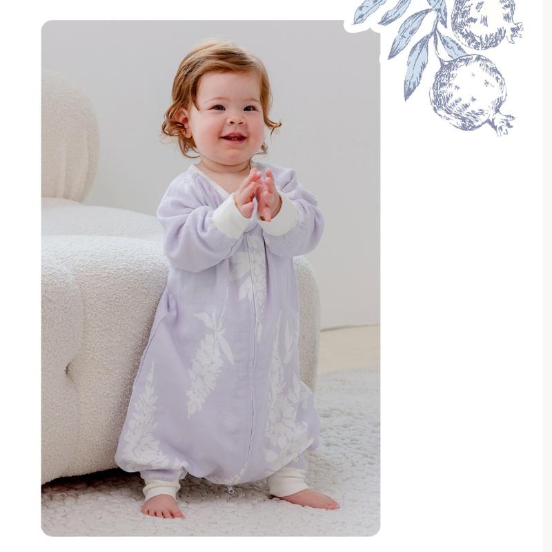 Organic Cotton Muslin Long Sleeve Sleepsuit Spring & Fall -  Animals