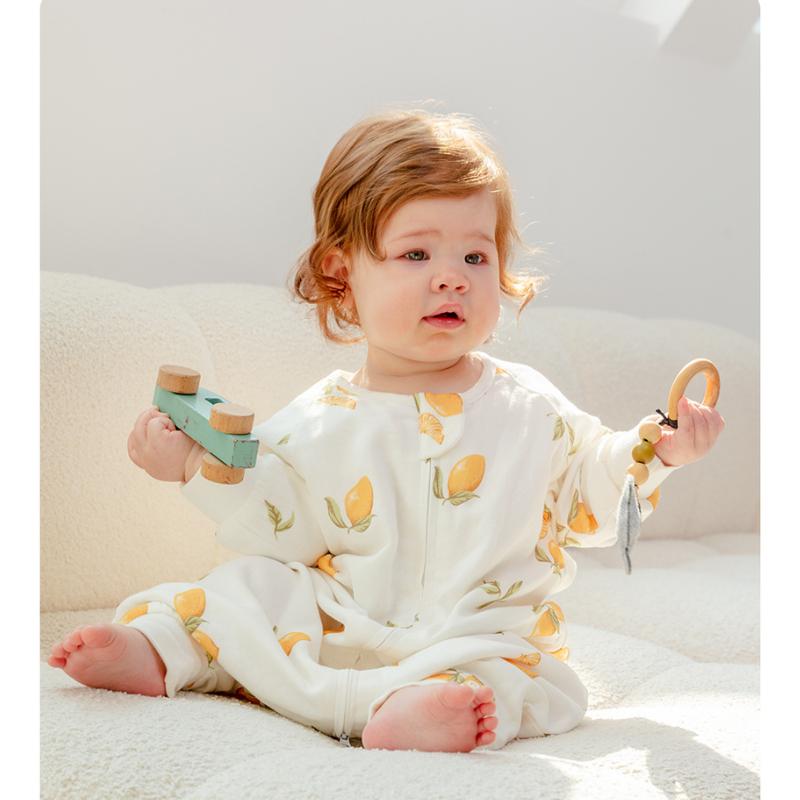 Organic Cotton Muslin Long Sleeve Sleepsuit Spring & Fall -  Animals