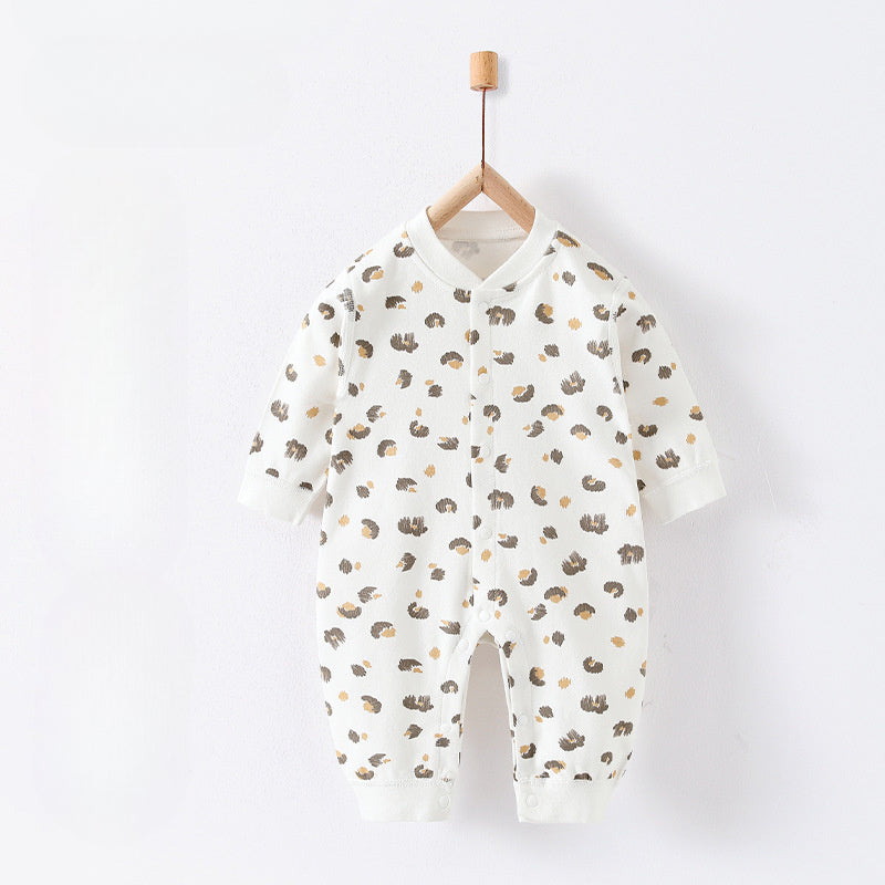 100% Cotton Snap-Up Long Sleeve Romper - Blue Bird