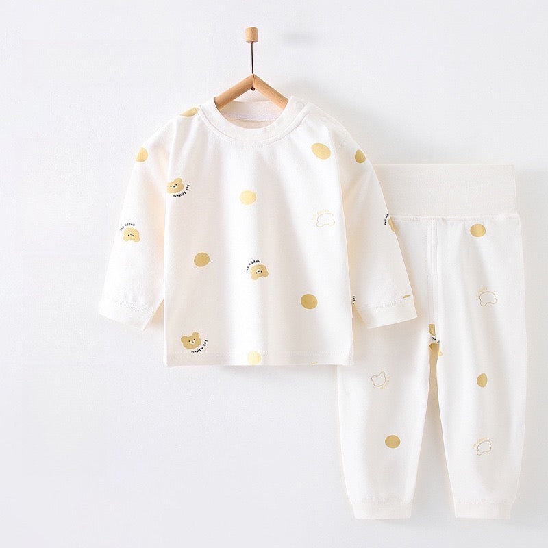 100% Cotton Long Sleeve Top & Pants Set - Cute Bear