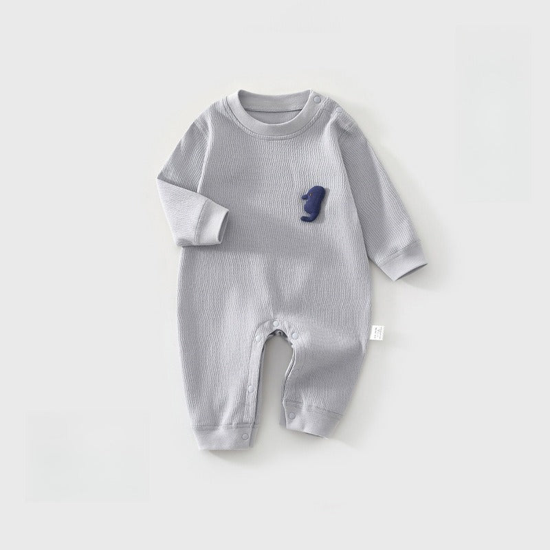 100% Cotton Long Sleeve Snapup Romper - Pink Snapup