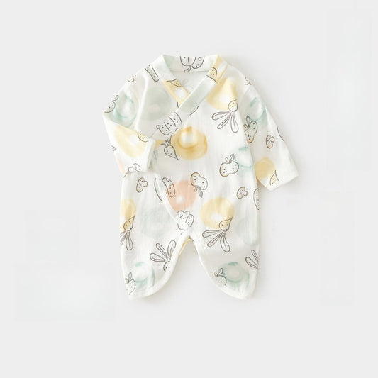 Cotton & Bamboo Muslin Long Sleeve Romper - Pumpkin