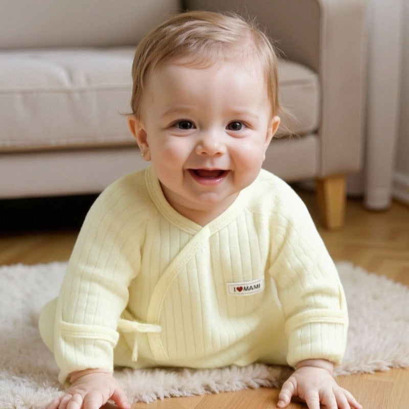 100% Cotton Footed Onesie with Mittens - White