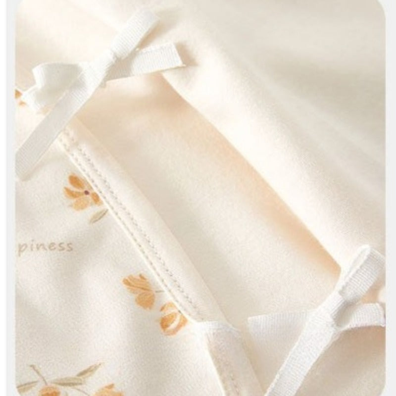 100% Cotton Long Sleeve Floral Romper - Orange Flower