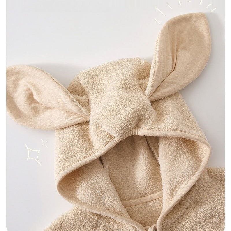 Quilted Microfleece Zip-up Hooded Romper - Brown Sheep