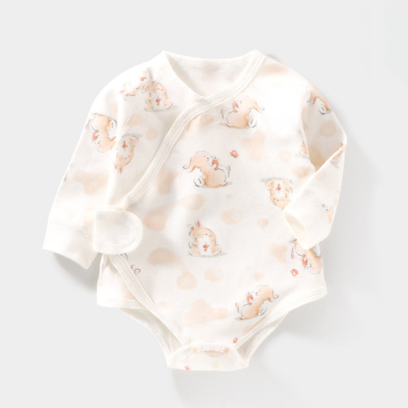 100% Cotton Long Sleeve Bodysuit with Velcro Closure- Adorable Cat