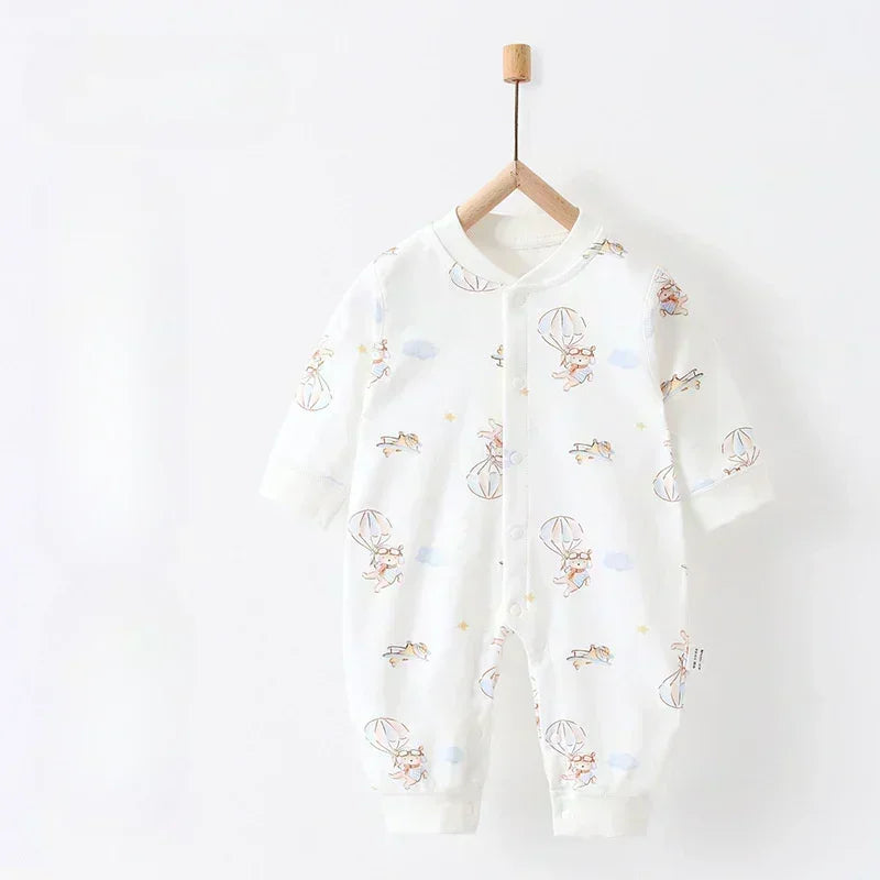 100% Cotton Snap-Up Long Sleeve Romper - Park - Organic Cotton Clubs