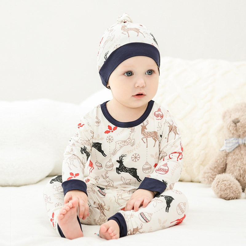 🎄Bamboo Top & Bottom Pajama Set - Snow House - Organic Cotton Clubs