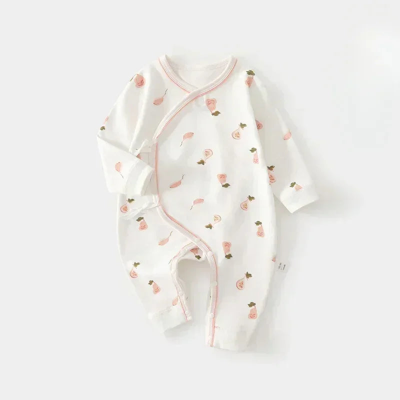 100% Cotton Long Sleeve Romper - Pink Pear - Organic Cotton Clubs