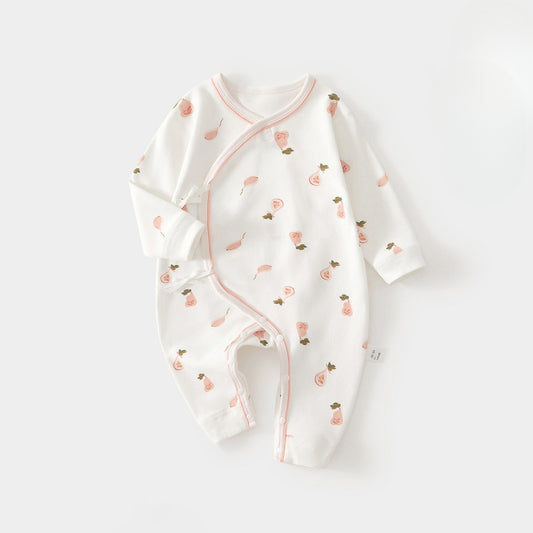 100% Cotton Long Sleeve Romper - Pink Pear - Organic Cotton Clubs