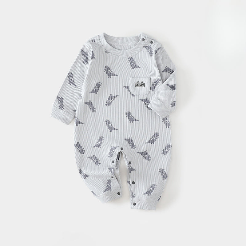 Cotton Long Sleeve Romper - Forest